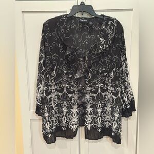 Maggie Barnes semi-sheer ruffled Blouse - tagged 2X but very oversized 3X/4X ?